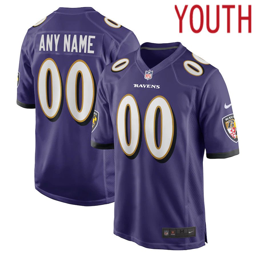 Youth Baltimore Ravens Nike Purple Custom Game NFL Jersey->customized nfl jersey->Custom Jersey